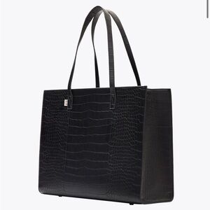 The Large Work Tote in Black Croc